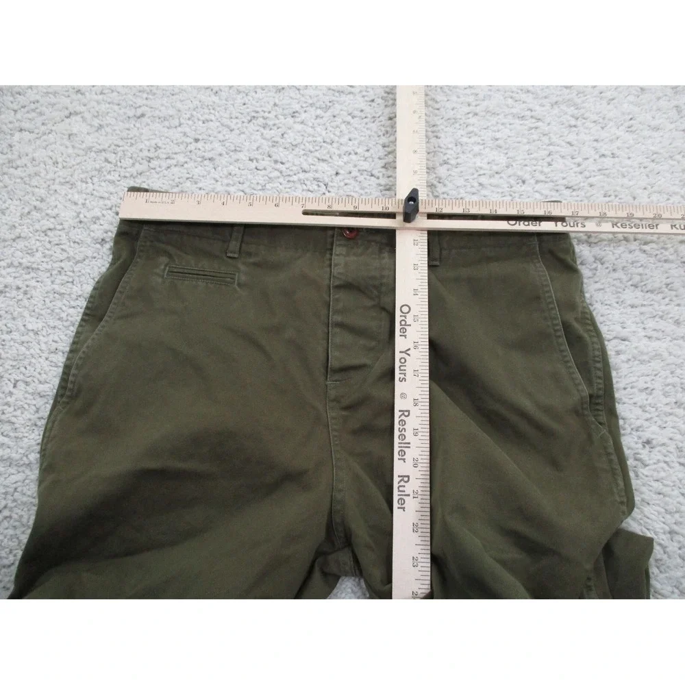 Wings + Horns Pants Mens 33 Green Brown Chino Button Fly Outdoor Casual Preppy A
